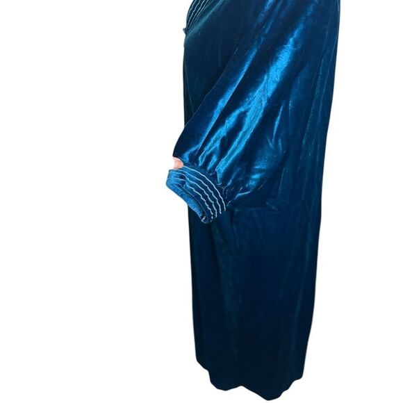 Vintage 70's Tom Bezduda For Barad & Co. Night Gown/Kaftan Large Blue Velour - Picture 3 of 12